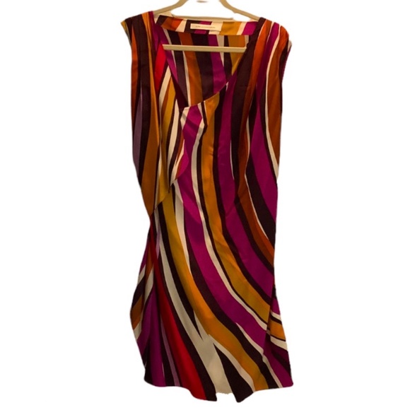Diane Von Furstenberg RARE DVF Silk Colorful Dress Runway Stripe Holiday Dress - Picture 3 of 6